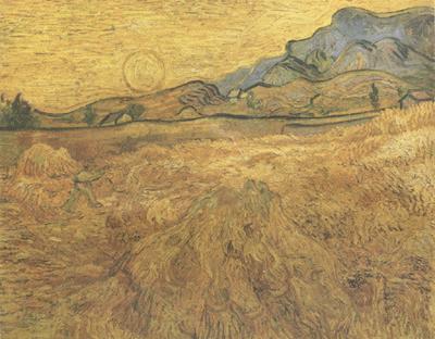 Vincent Van Gogh Wheat Field wtih Reaper and Sun (nn04) Norge oil painting art